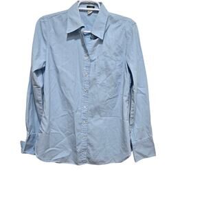 J.Crew Small Blue Button Front Shirt Preppy Office Cotton